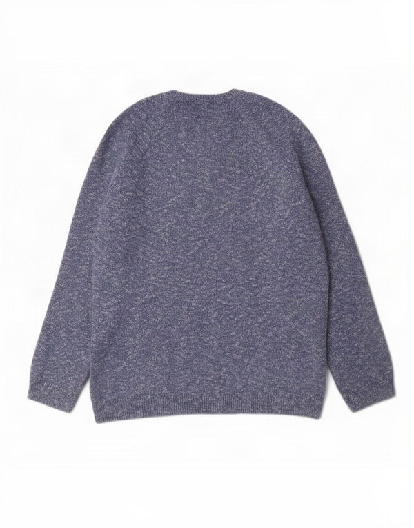 Marks & Spencer herre sweater med rund hals 2XL blå flækket bomuld