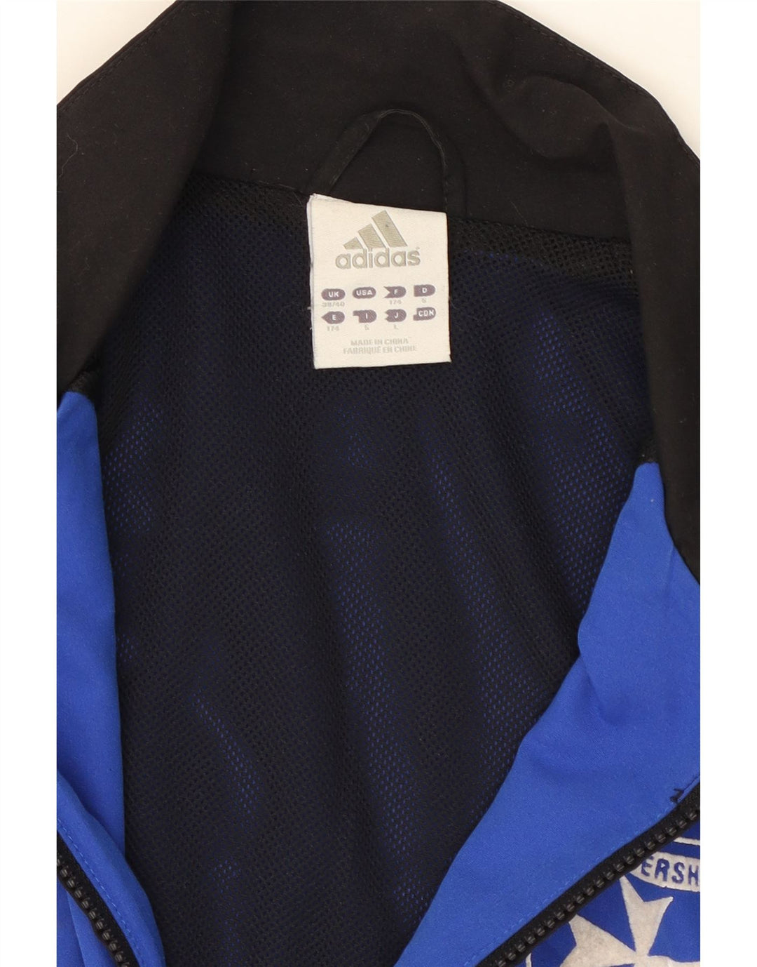 ADIDAS Mens Graphic Tracksuit Top Jacket UK 38/40 Medium Blue Colourblock Vintage Adidas and Second-Hand Adidas from Messina Hembry 