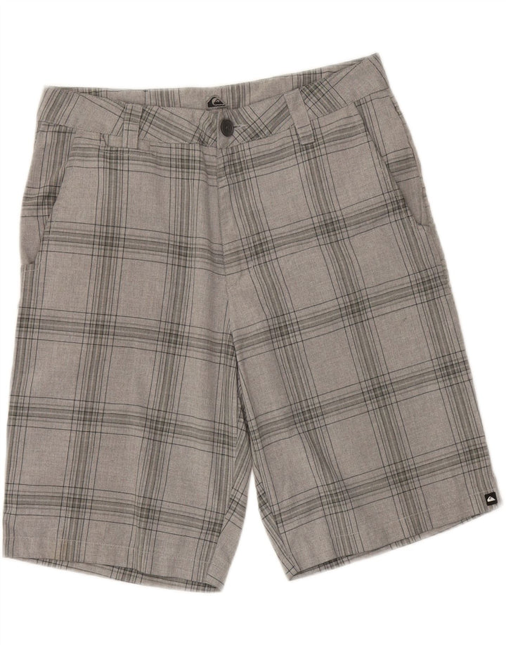 QUIKSILVER Mens Chino Shorts W33 Medium  Grey Check Polyester Vintage Quiksilver and Second-Hand Quiksilver from Messina Hembry 