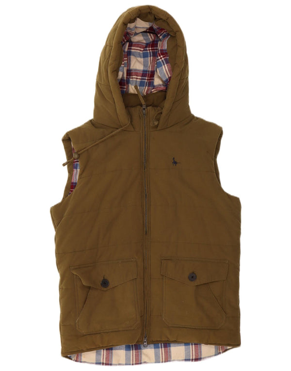 Jack Wills Herre Hooded Padded Gilet UK 38 Medium Khaki