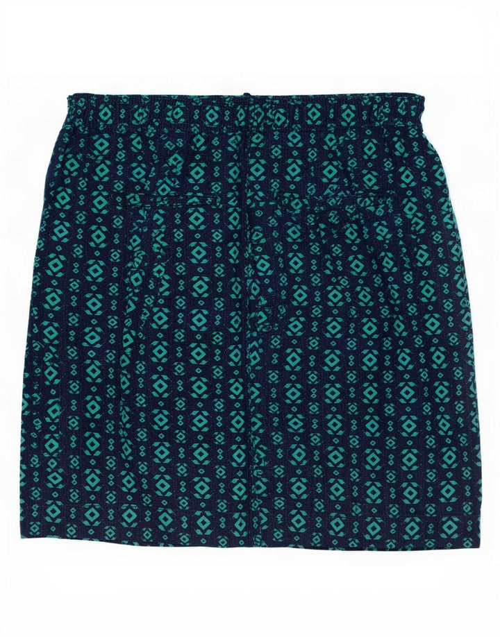 Marks & Spencer A-line nederdel til kvinder UK 12 Medium W30 Marineblå Geometrisk