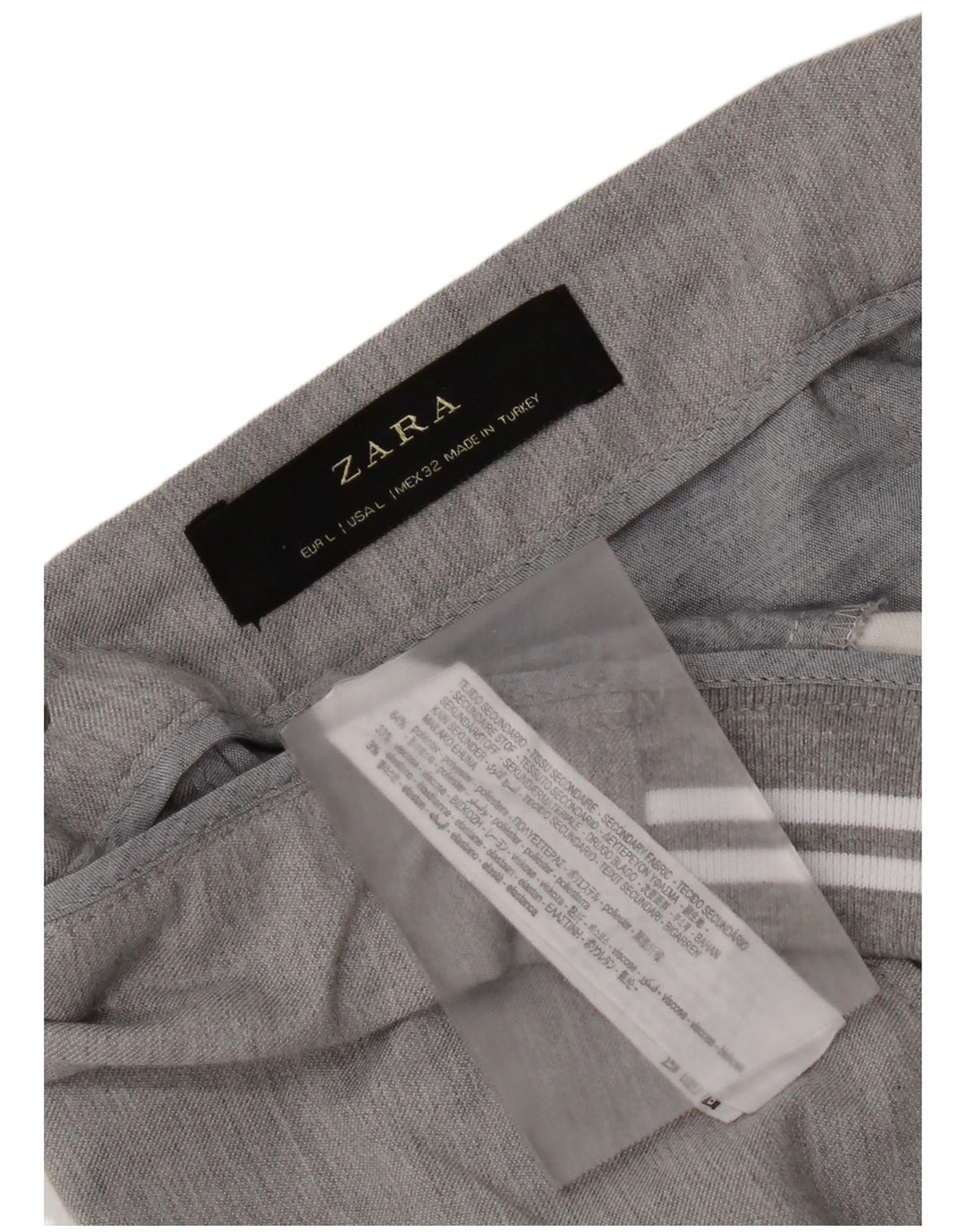 Zara koniske chinosbukser til kvinder Large W32 L26 Grå Colourblock Polyester