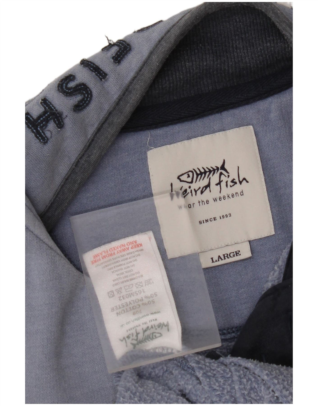 WEIRD FISH Herre Zip Neck Sweatshirt Jumper Stor Blå Bomuld