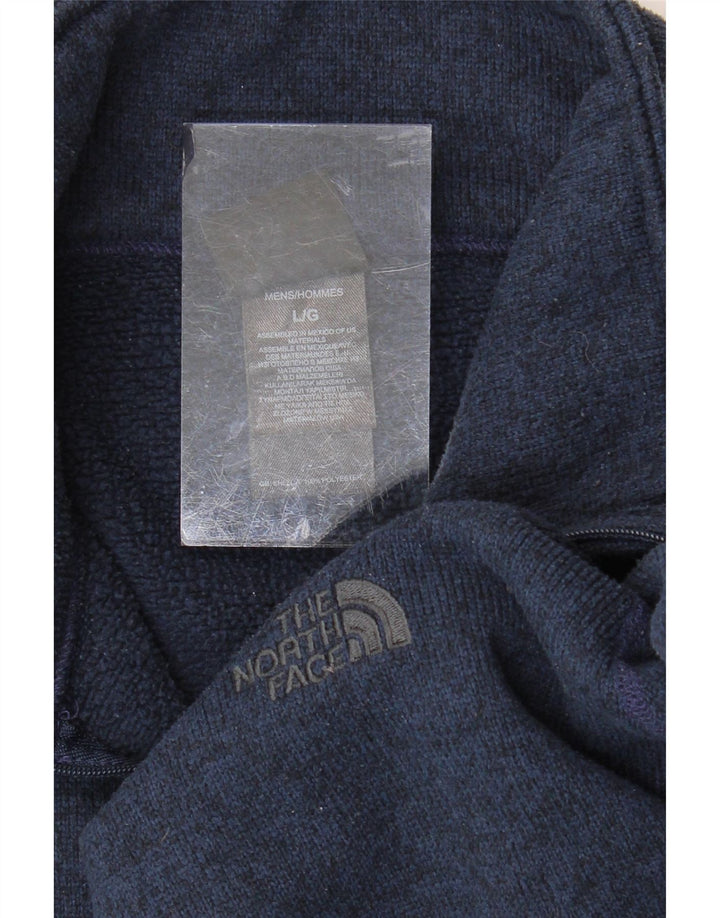 THE NORTH FACE Sweatshirt med lynlås til mænd Large Navy Blue Flecked