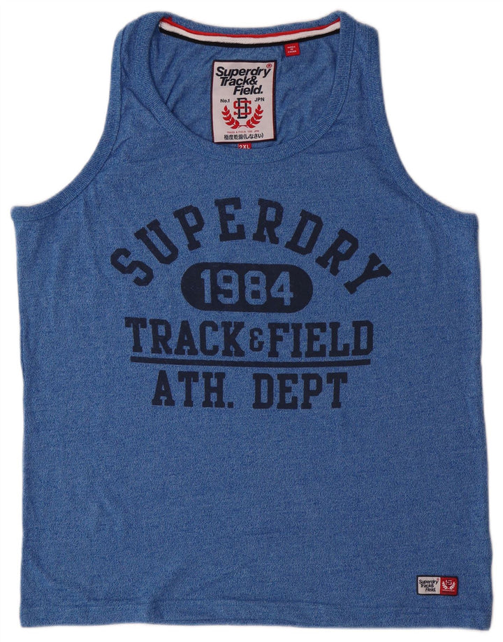 SUPERDRY Herre Grafisk Vest Top 2XL Blå Bomuld