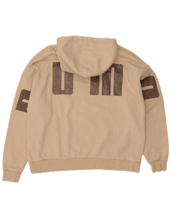 Puma Dame Grafisk Oversized Hoodie Jumper UK 16 Large Beige