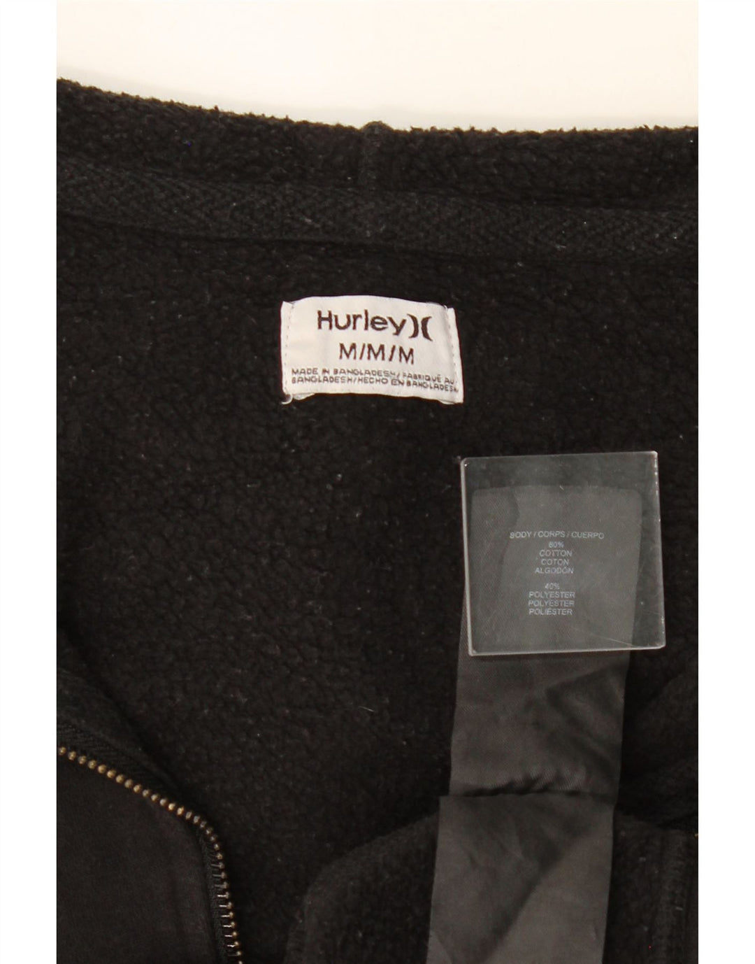 HURLEY Womens Graphic Zip Hoodie Sweater Medium Black Cotton Vintage Hurley and Second-Hand Hurley from Messina Hembry 