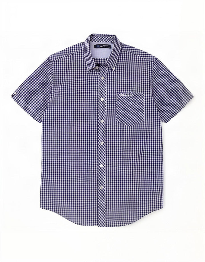 Ben Sherman Kortærmet Herreskjorte Medium Marineblå Gingham Bomuld