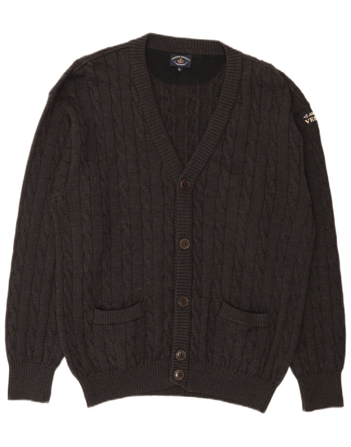 Amerigo Vespucci Herre Cardigan Sweater XL Grå Ny Uld