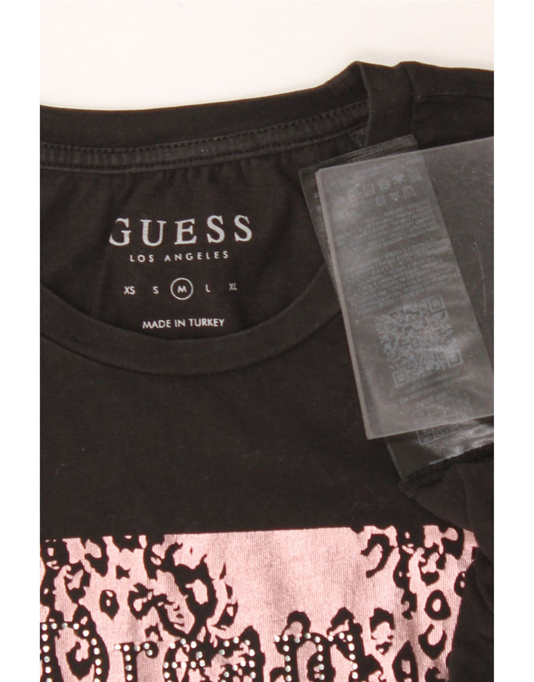 GUESS Grafisk T-shirt top til kvinder UK 12 Medium Sort bomuld