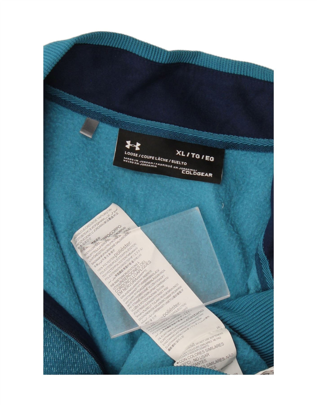 UNDER ARMOUR Mens Cold Gear Zip Neck Sweatshirt Jumper XL Blue Chevron