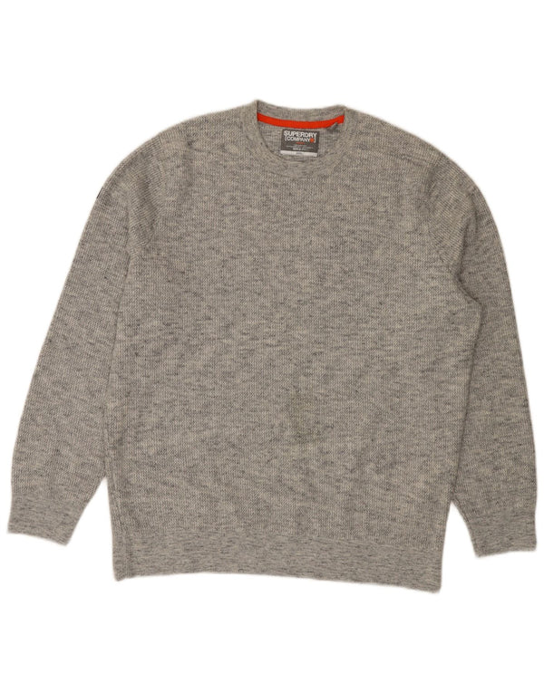 SUPERDRY Herre sweater med rund hals 3XL Grå Flecked Bomuld