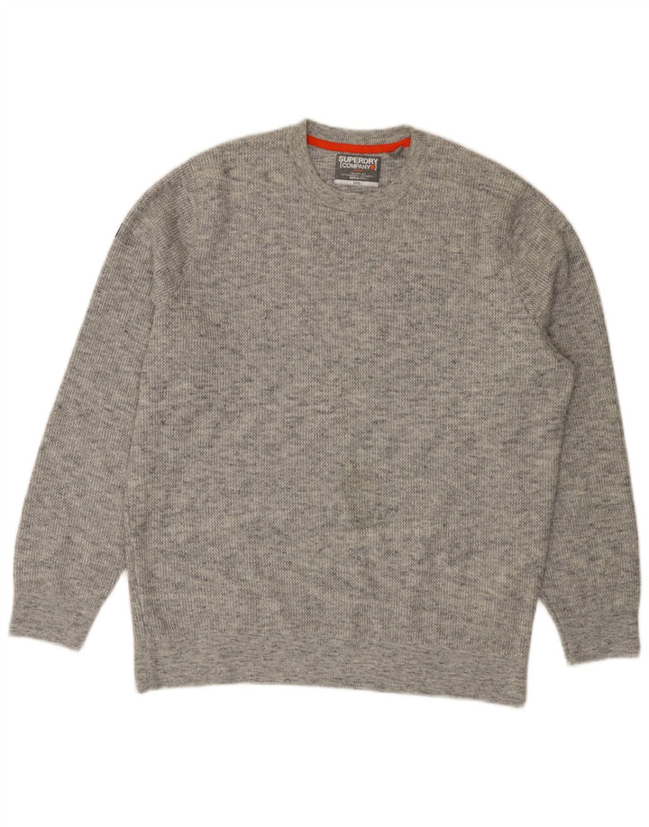 SUPERDRY Herre sweater med rund hals 3XL Grå Flecked Bomuld