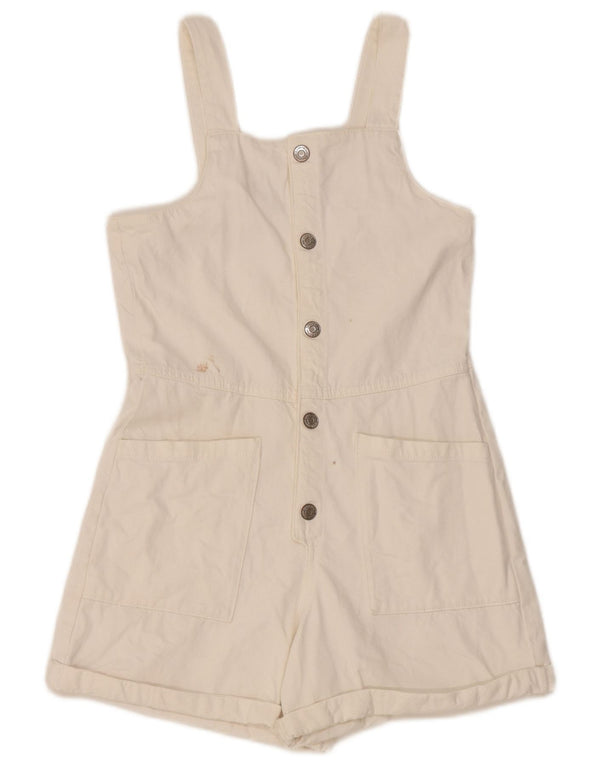 Zara Girls Denim Playsuit 13-14 År Hvid Bomuld