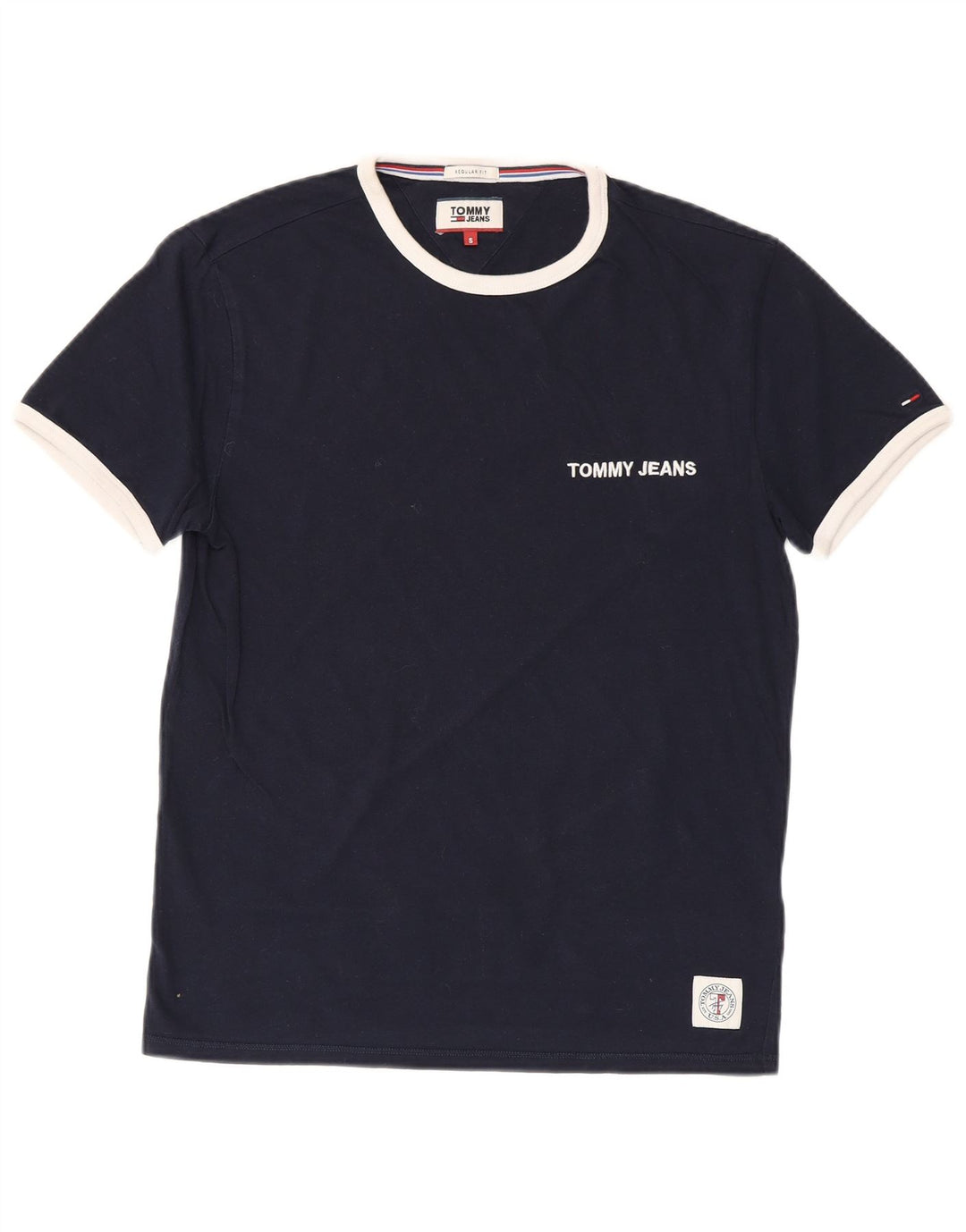 Tommy Hilfiger Herre Regular Fit T-shirt Top Lille marineblå bomuld