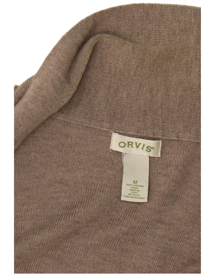 Orvis Womens Longline Open Cardigan Sweater UK 14 Medium Beige Merino Wool