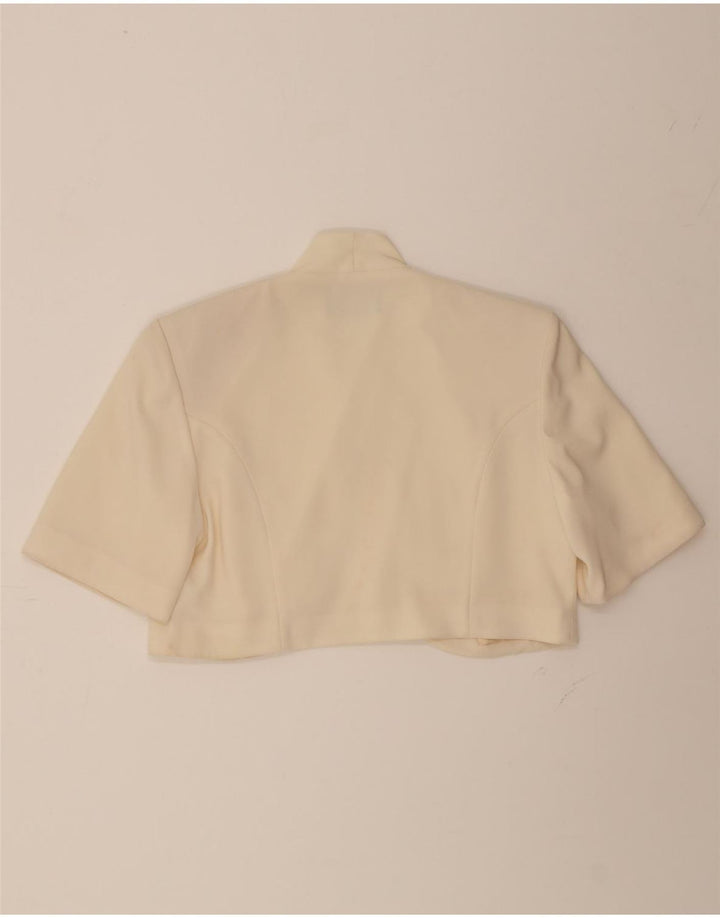 VERA MONT Womens Open Bolero Jacket UK 14 Medium Off White Polyester Vintage Vera Mont and Second-Hand Vera Mont from Messina Hembry 
