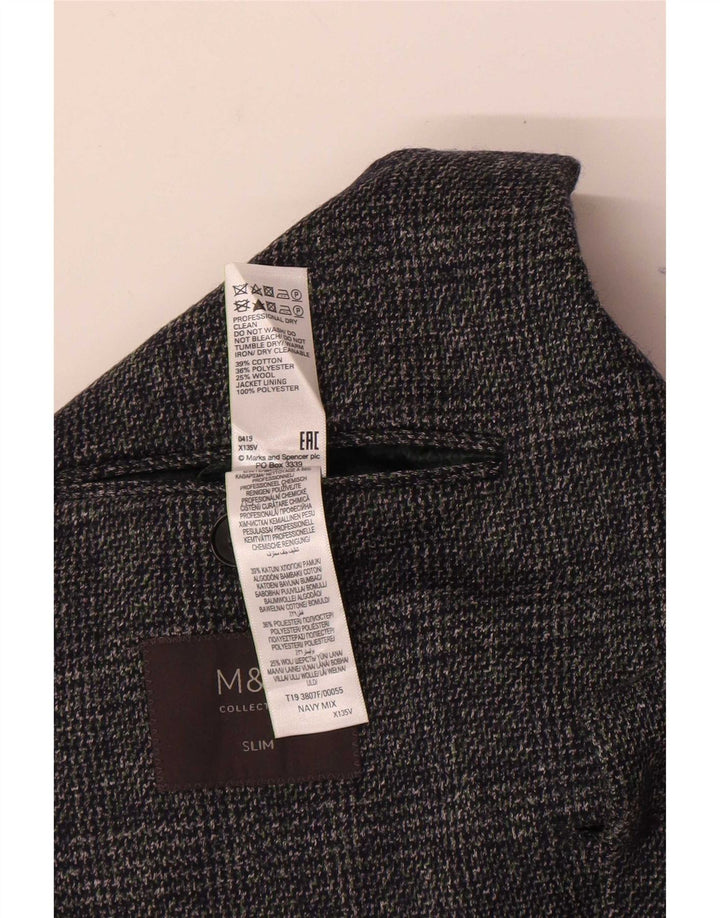 Marks & Spencer Herre 2-knaps blazerjakke UK 36 Small Navy Blue Check