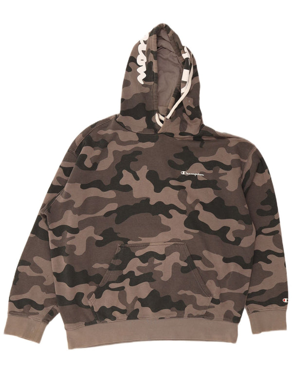 Champion Herre Grafisk Loose Fit Hoodie Jumper Stor Grøn Camouflage
