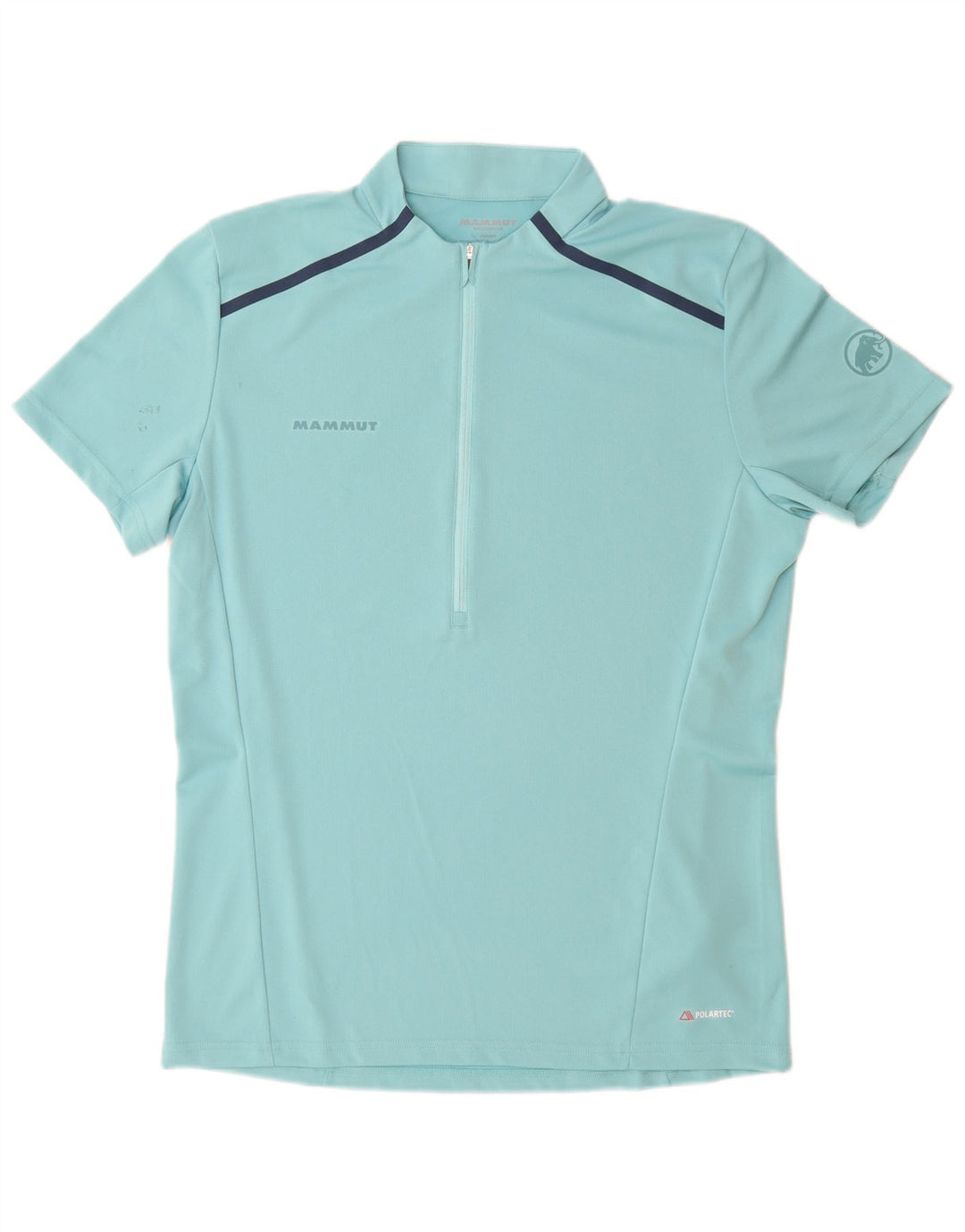 Mammut Herre Polartec Zip Neck T-Shirt Top Stor Blå Polyester