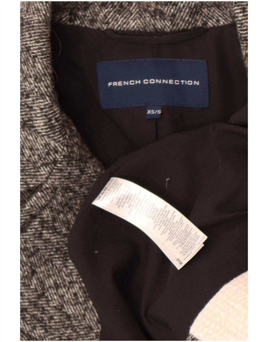 French Connection Dame Dobbeltradet Frakke UK 6 XS Grå Colourblock