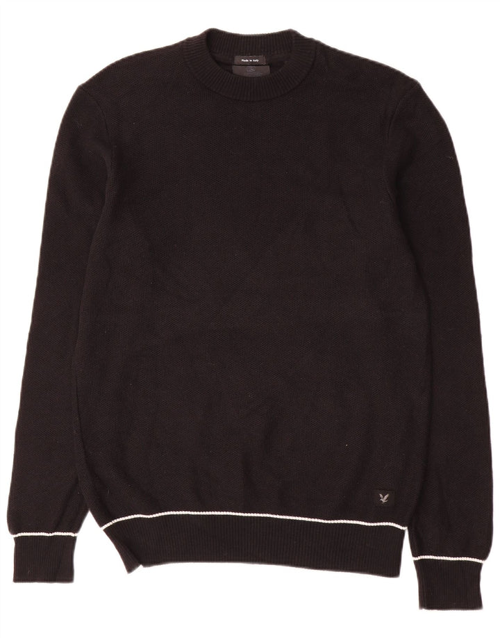 Lyle & Scott Herre sweater med rund hals XS sort bomuld