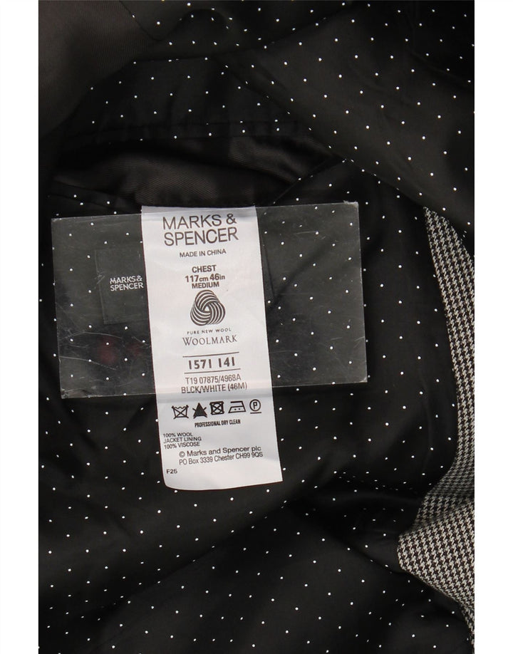 Marks & Spencer Herre 2-knaps blazerjakke UK 46 3XL Grå Houndstooth Uld