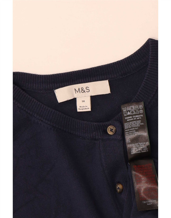 Marks & Spencer Dame Cardigan Sweater UK 14 Medium Navy Blue Viscose