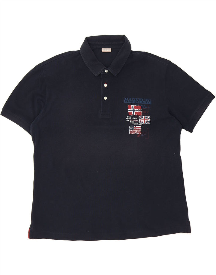 NAPAPIJRI Mens Polo Shirt XL Navy Blue Vintage Napapijri and Second-Hand Napapijri from Messina Hembry 