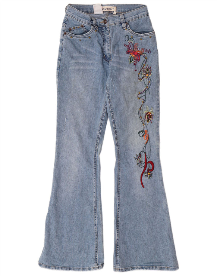 C&A Girls Grafisk Bootcut Jeans 13-14 år W25 L29 Blue Floral Retro