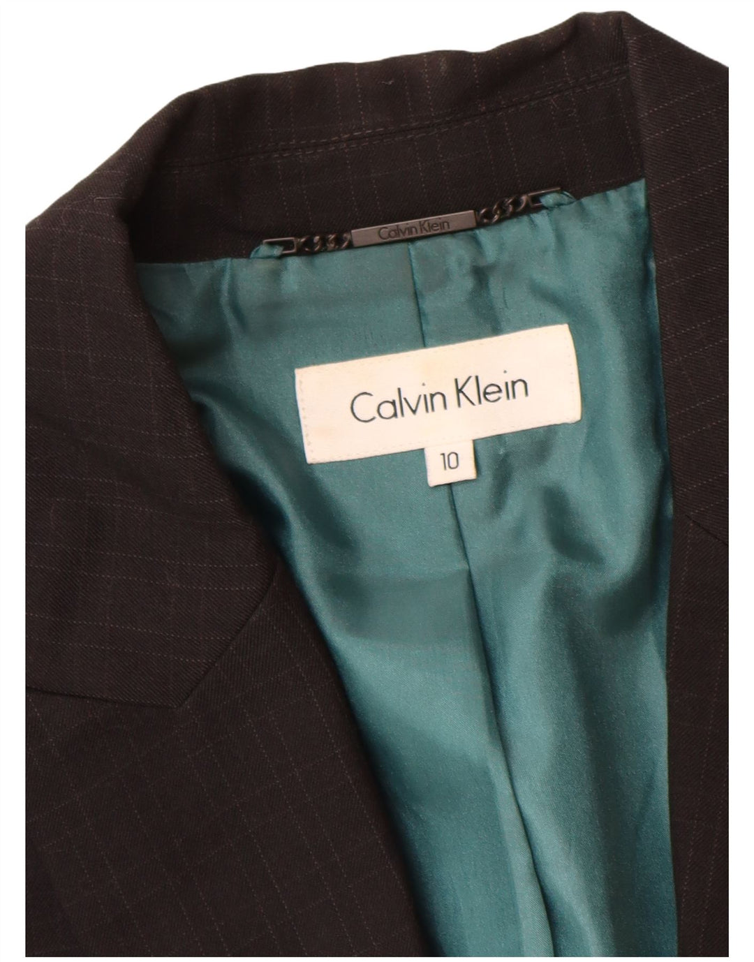Calvin Klein Dame Blazer Jacket UK 10 Lille sort ternet polyester