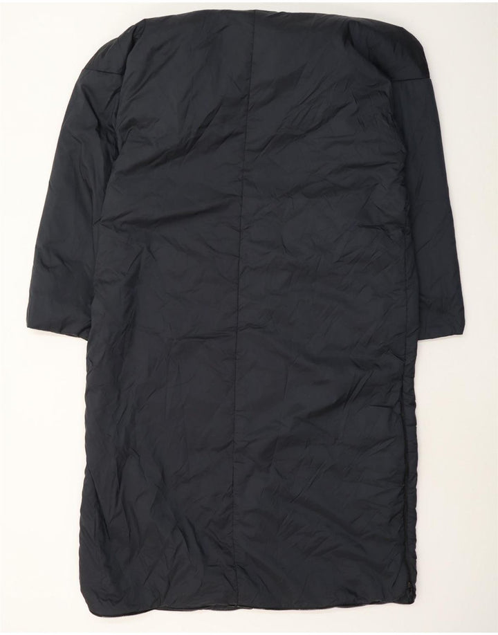 Dkny Dame Hætte Oversized Polstret Frakke UK 14 Medium Navy Blue Nylon