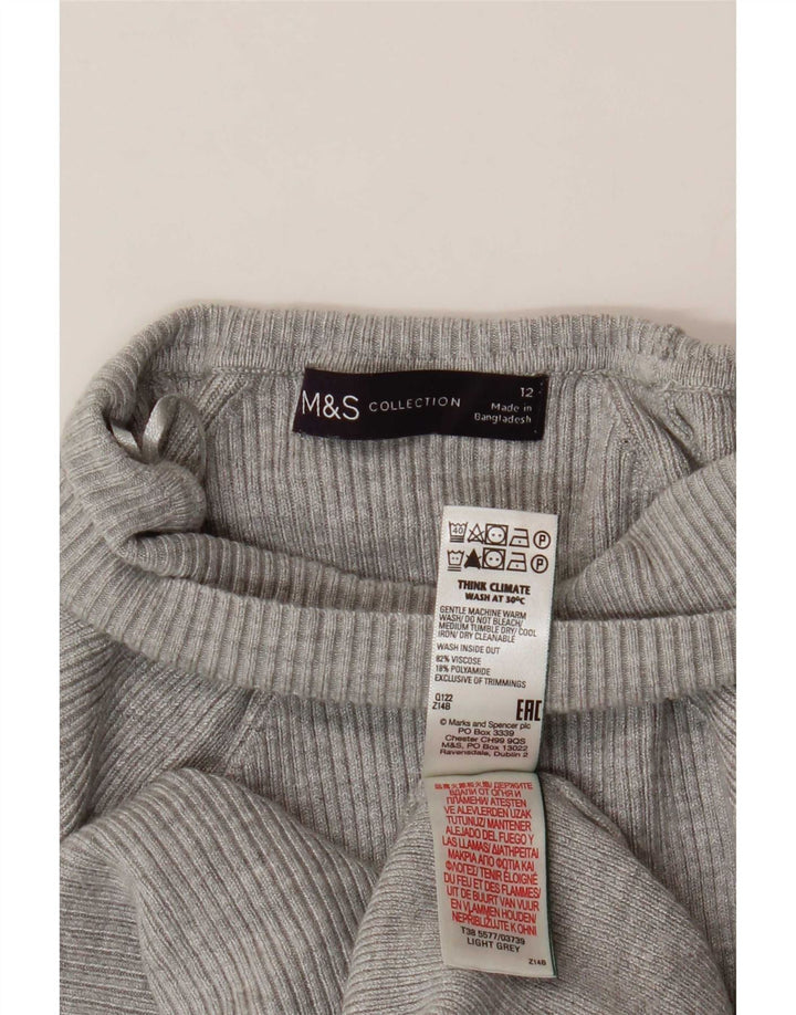 Marks & Spencer Dame Turtle Neck Jumper Sweater UK 12 Medium Grey Viscose