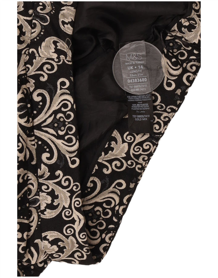 Marks & Spencer Dame Mini-nederdel UK 14 Large W34 Gold Paisley Polyester
