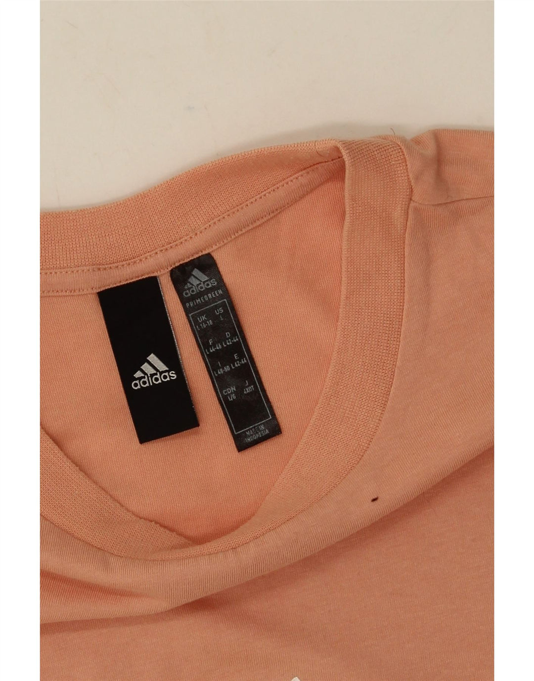 Adidas Dame Oversized grafisk T-shirt Top UK 16/18 Large Orange Polyester