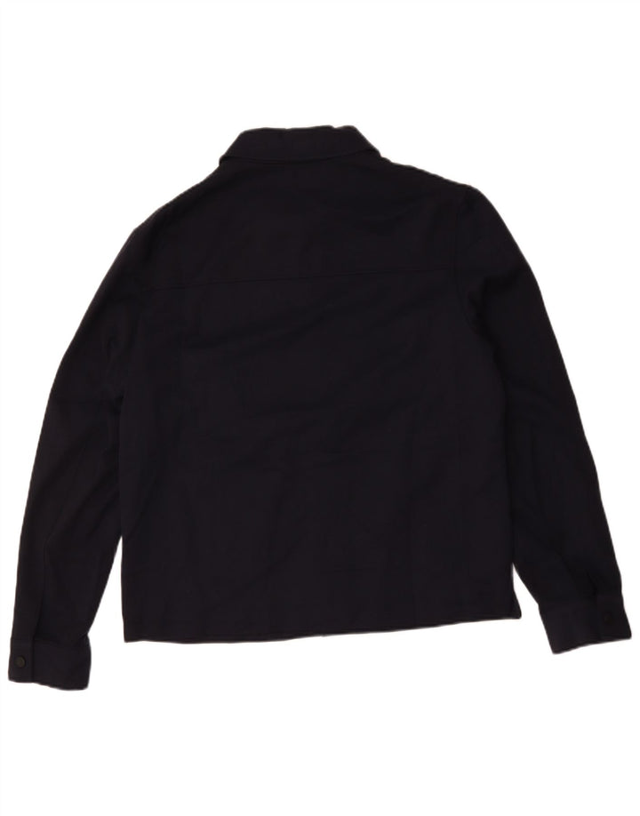 Zara Herre Bomber Jacket UK 40 Large Navy Blue Polyester
