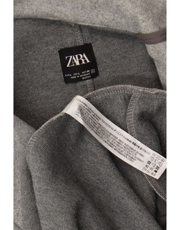 Zara Womens Open Overcoat UK 16 Large Grå Polyester
