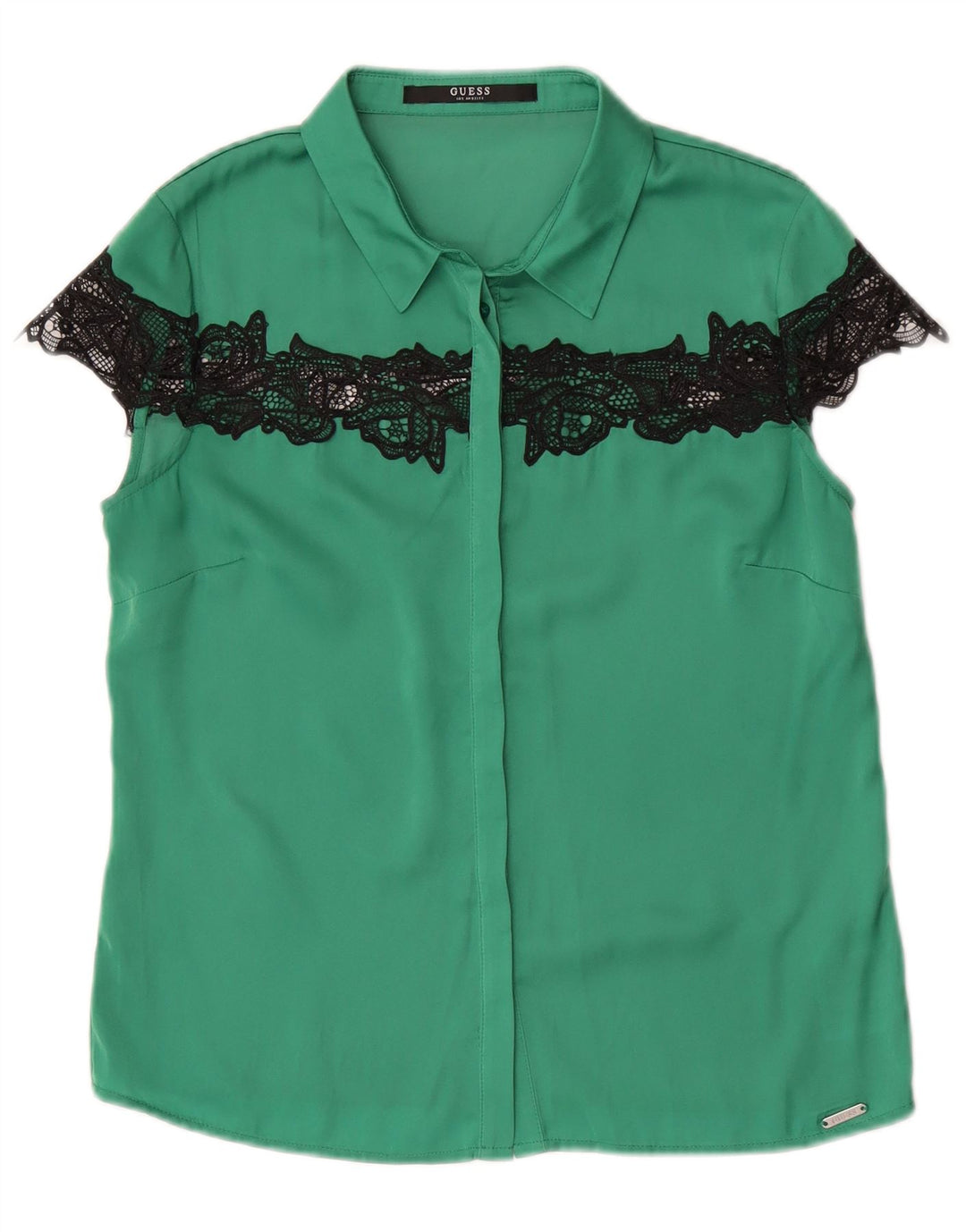 Guess Kortærmet skjortebluse til kvinder UK 10 Lille grøn polyester