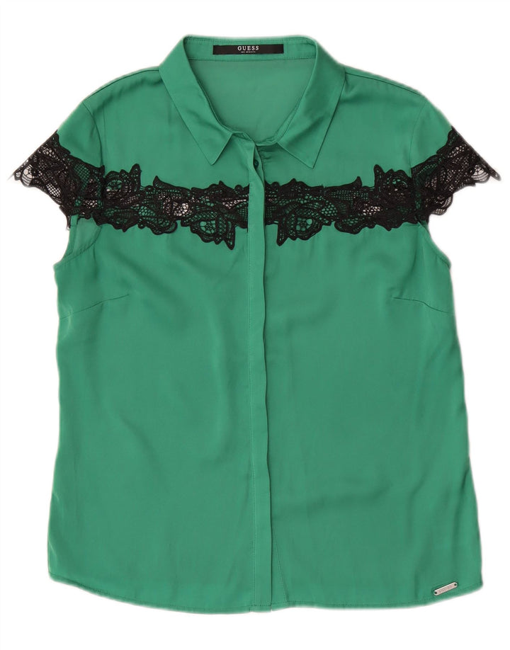 Guess Kortærmet skjortebluse til kvinder UK 10 Lille grøn polyester