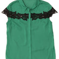 Guess Kortærmet skjortebluse til kvinder UK 10 Lille grøn polyester