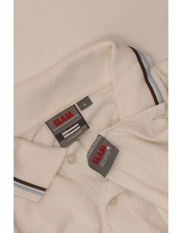 Slam Herre Polo Shirt Stor Hvid Bomuld