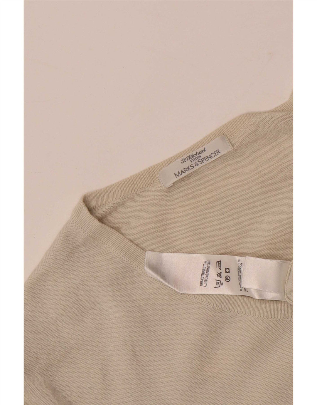 Marks & Spencer Herre Top Langærmet XL Beige Bomuld