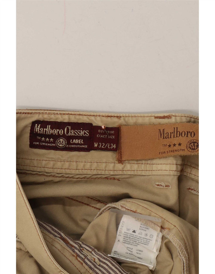 Marlboro Classics Herre Straight Cargo Bukser W32 L34 Khaki Bomuld