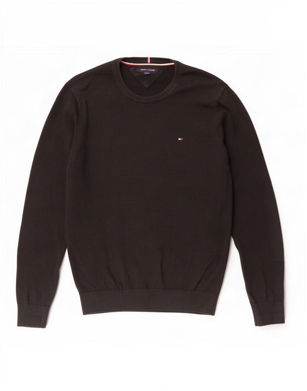 Tommy Hilfiger Herre Crew Neck Jumper Sweater Medium Sort Bomuld