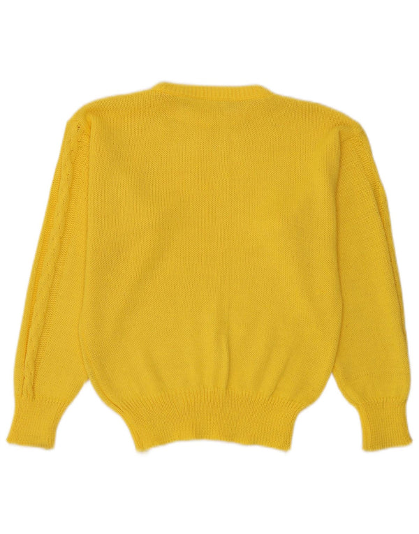 Vintage dame sweater med rund hals DK 10 lille gul bomuld
