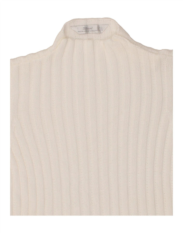 ST. BERNARD Womens Turtle Neck Jumper Sweater US 14/16 XL White Vintage St. Bernard and Second-Hand St. Bernard from Messina Hembry 