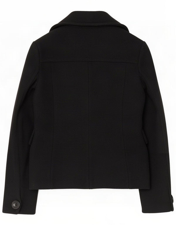 Ted Baker Womens Pea Coat Størrelse 3 Medium Black Virgin Wool