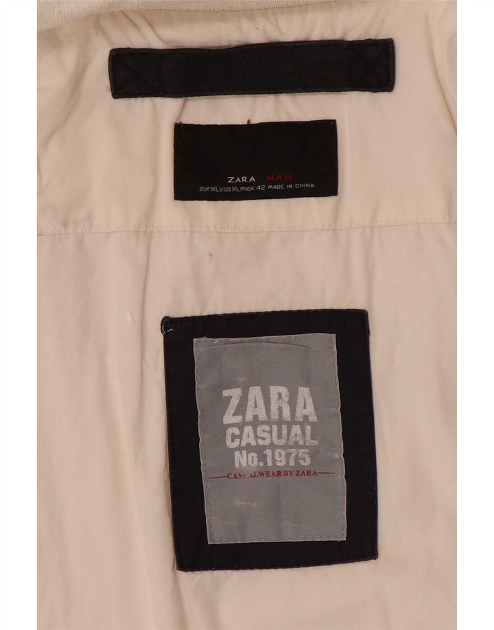 Zara Herre Bomber Jacket UK 42 XL Hvid