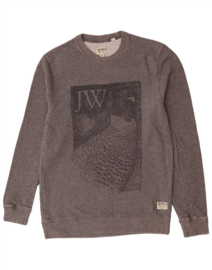 Jack Wills Herre Grafisk Sweatshirt Jumper Medium Grå Bomuld