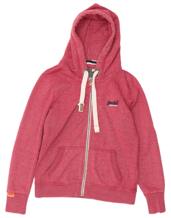Superdry hættetrøje til kvinder med lynlås UK 14 Medium Pink Bomuld